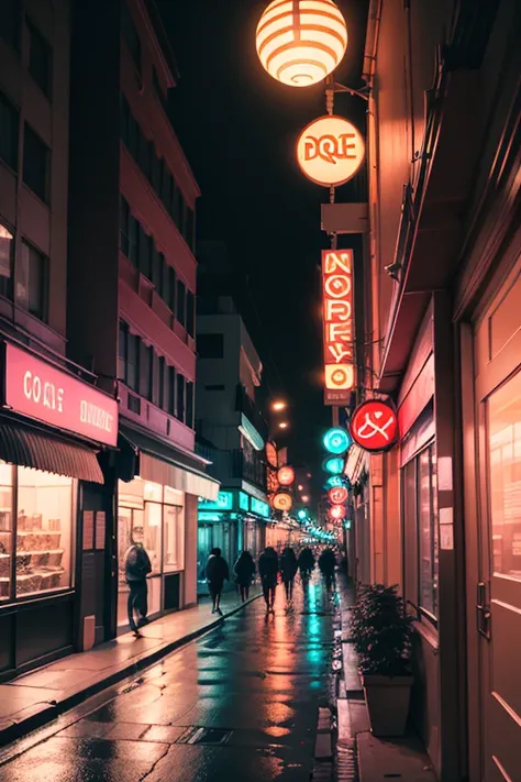 Neon Street at Night