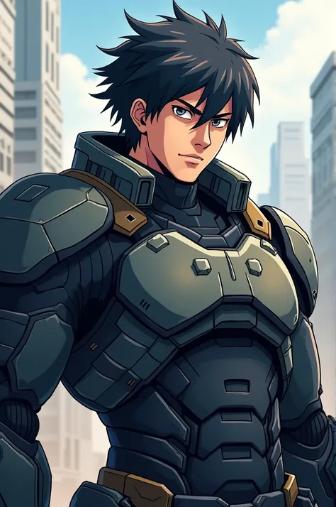 anime, Personagem original, man, moreno,  short dark hair , wearing a combat suit,Pixel