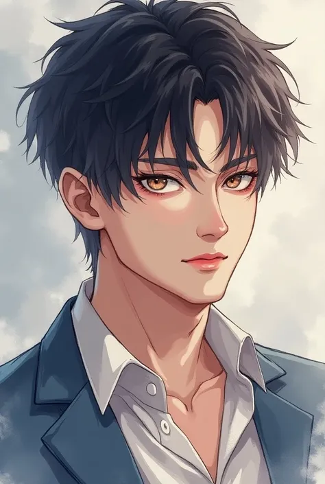 {{best quality}}}, {1boy}, depth of field, beautiful detailed eyes, {game cg}, angular face, beautiful guy, angular face, adult, watercolor on paper, {{{{{{2024 manhwa style}}}}}}, beautiful, sexy, {{{{perfect eyes}}}}, attractive, short hair, full lips, m...