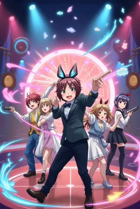 Anime-style entertainment industry variety show entertainers make game scenes