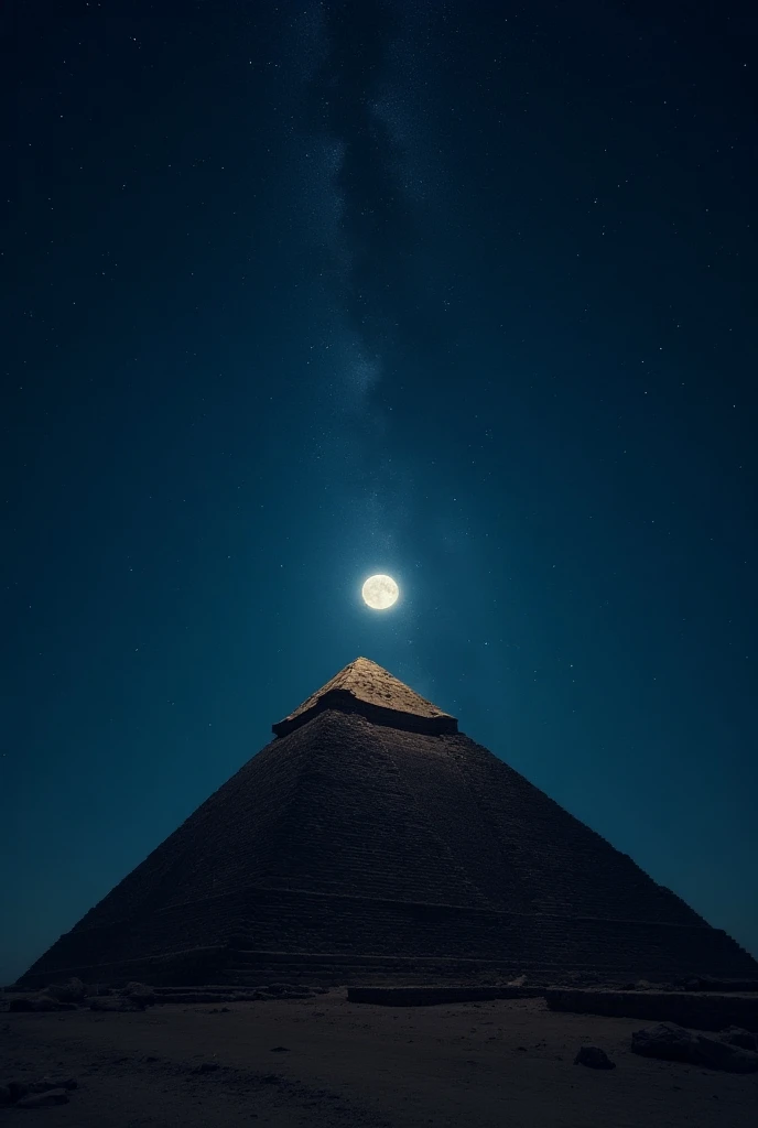 Ancient Pyramid with a Starry Night Sky:
A pyramid set against a stunningly clear night sky filled with stars. The moon casts a silver glow over the pyramid, creating a mystical atmosphere. A few constellations are visible, as well as a faint Milky Way, ev...