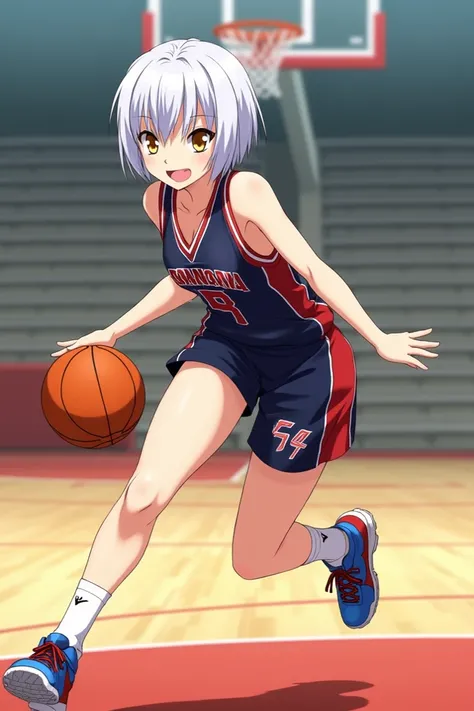 Crea al personaje koneko de high school dxd jugando basketball