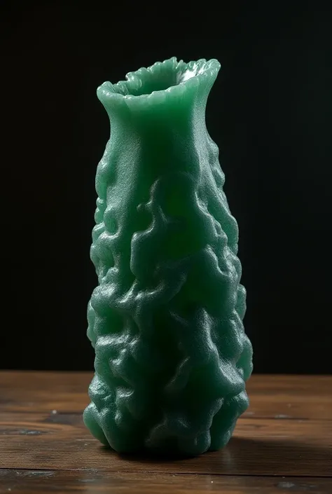 Rock vase carved with opaque dark green juice ,  frosted with green salt and wormwood devour,  the cocktail is on a luxurious dark oak wood table,  hyper realistic photo , 4k,  superior quality 
 
