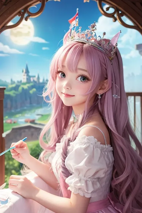  girl　Castle　Princess　cute　Illustration