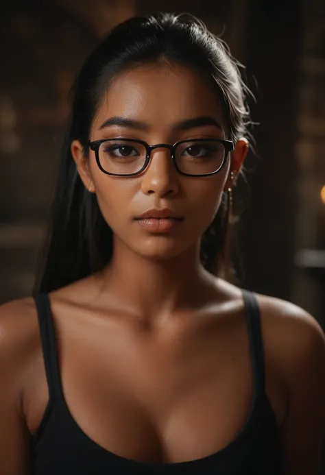 Dark skin goth asian dungeon and dragons master nerdy gamer girl glasses dnd master