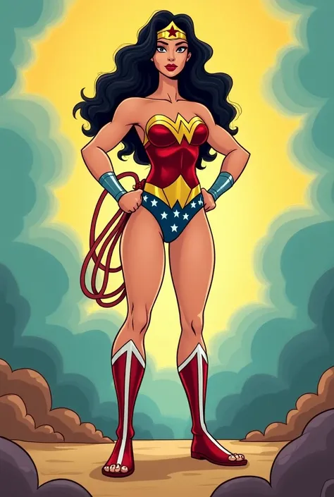 Wonder woman showing her feet cartoon