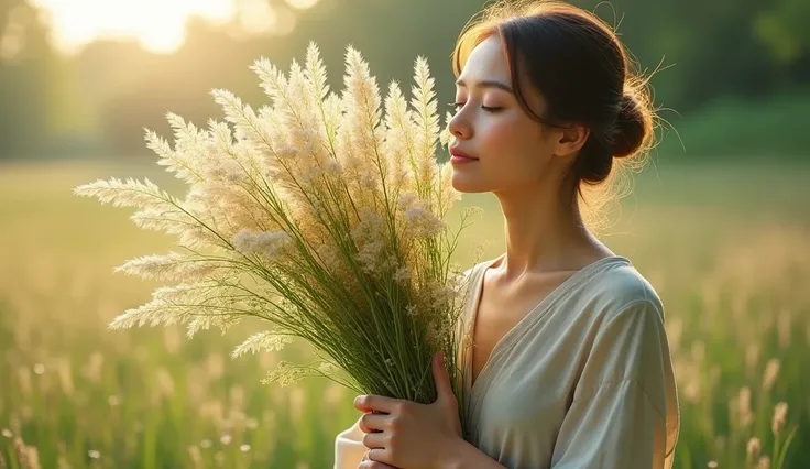 Woman holding a herbal valerian roots and add the text Valerian Root Promotes relaxation, reduces anxiety, and improves sleep.
 