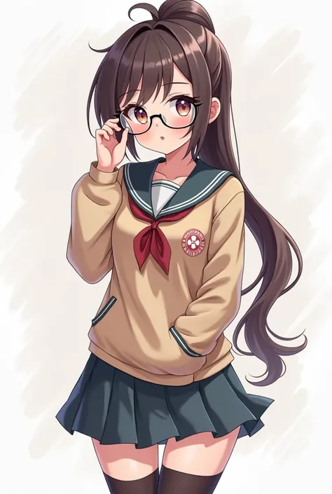 anime character poses of a girl with glasses and a school uniform, anime moe artstyle, anime character reference sheet, anime style character, realistic anime 3 d style, clean detailed anime style, pretty anime character design, a hyperrealistic schoolgirl...