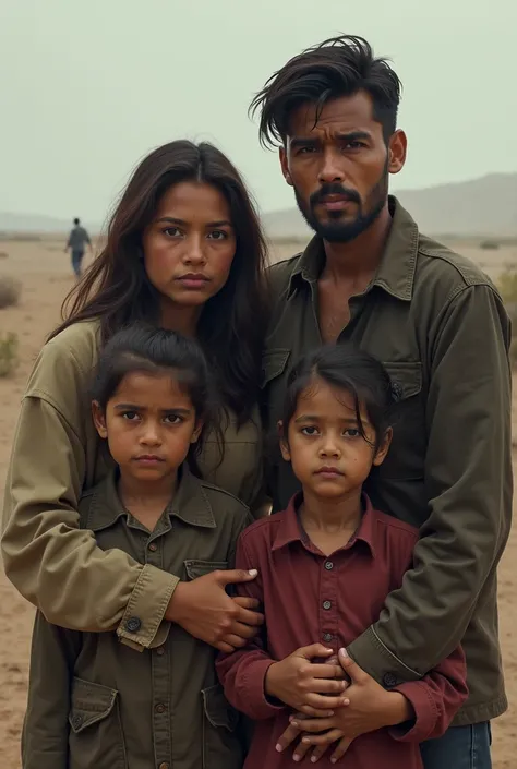 an image of a family of illegal migrants, of people who seek a better life with their families that is reflected in people