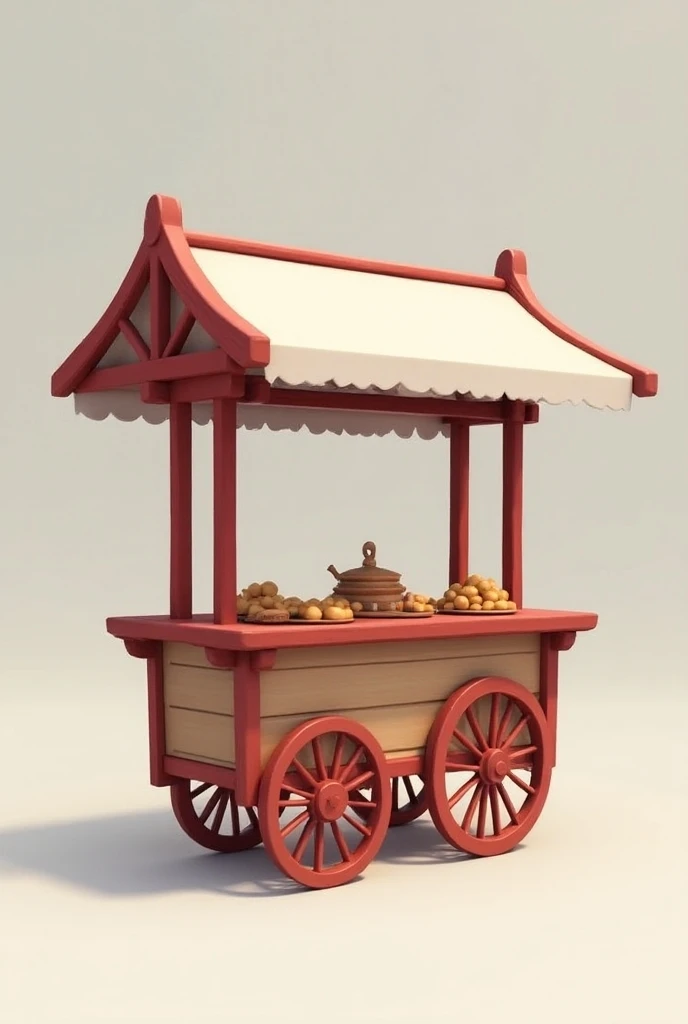 Wooden cart to sell products with minimalist colonial design with white and red colors