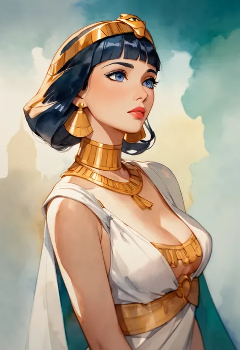 Image of Cleopatra ,  pixar realistic watercolor 