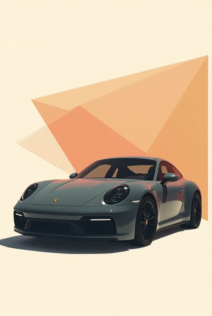 Porsche 911 poster in Bauhaus style ,Combination of triangles、 poster/magazine illustration effects, 