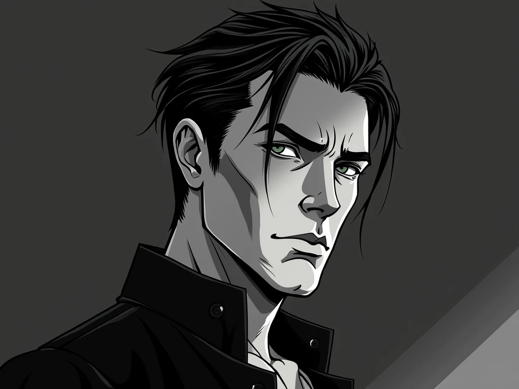 draw line art male character webtoon handsome mature and dark atypical piercing gaze