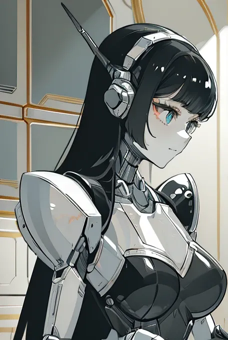 (masterpiece),(Highest quality),(Super detailed),(Best illustrations),(Best Shadow),(Absurd),(Detailed Background),(so beautiful), 16K, 8K, 4K,(Best Shadow),robotization,woman ,big bust,Robot Joint ,Metal skin,Black robot Suit,long hair,a black robot suit ...