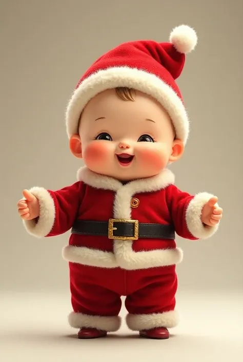 Un kewpie con traje de santa claus 

