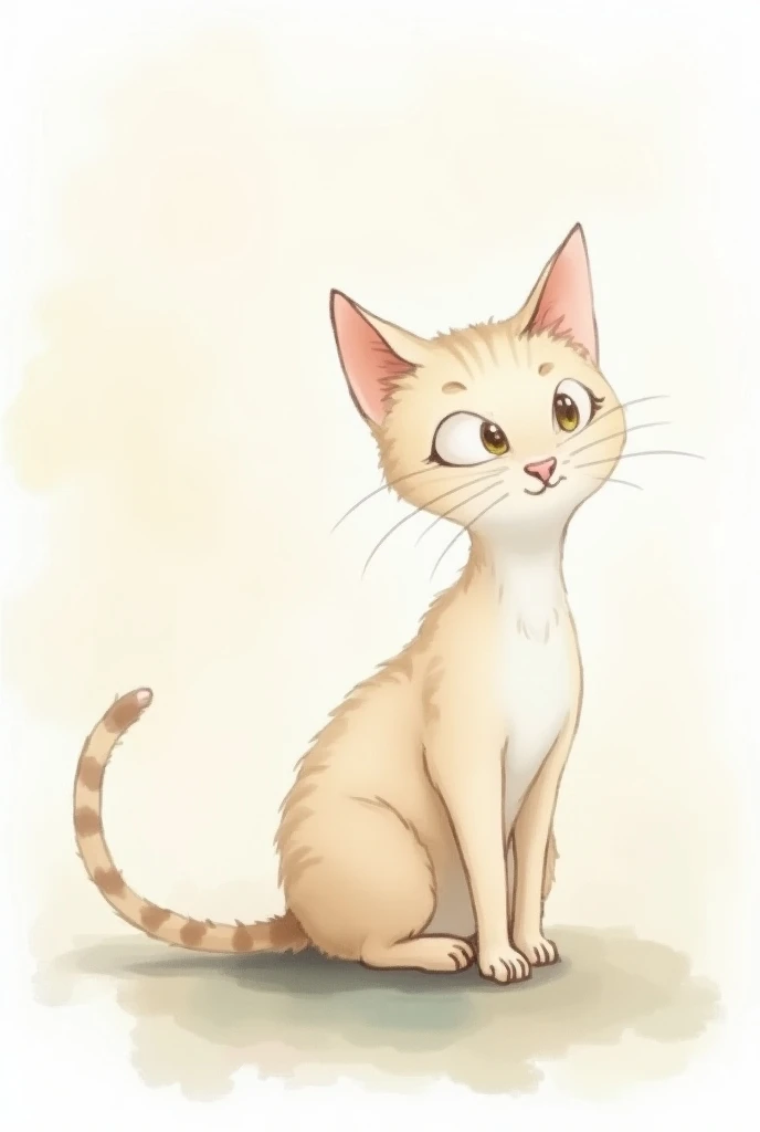 The image of a cat in the watercolor style seems to be hand-drawn by a .
