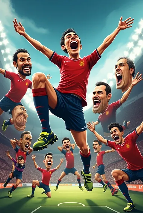  caricature of Iconic Goals: Their most memorable goals in action.