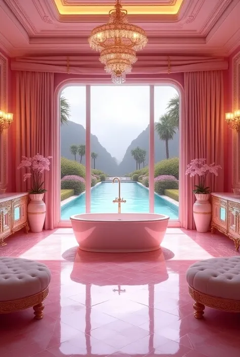 Pink diamond millioniar mansion building bathroom view