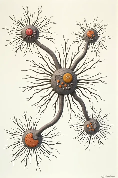 An image of the parts of neurons, especially those of terminal buttons 