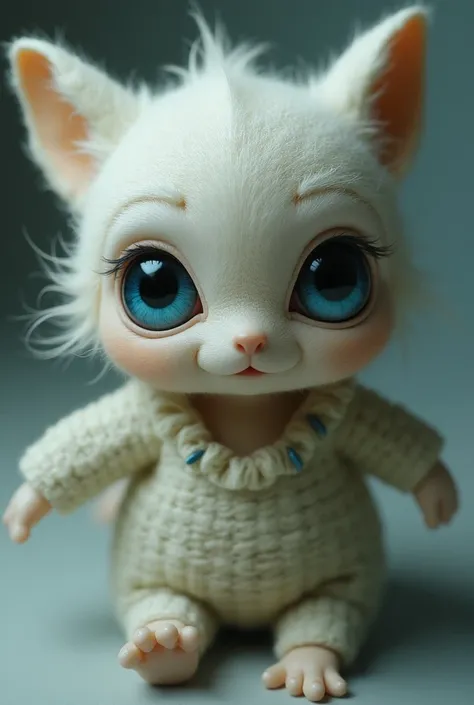 High Resolution, Solo, Blue eyes, Out Of Frame, realistic LABUBU doll