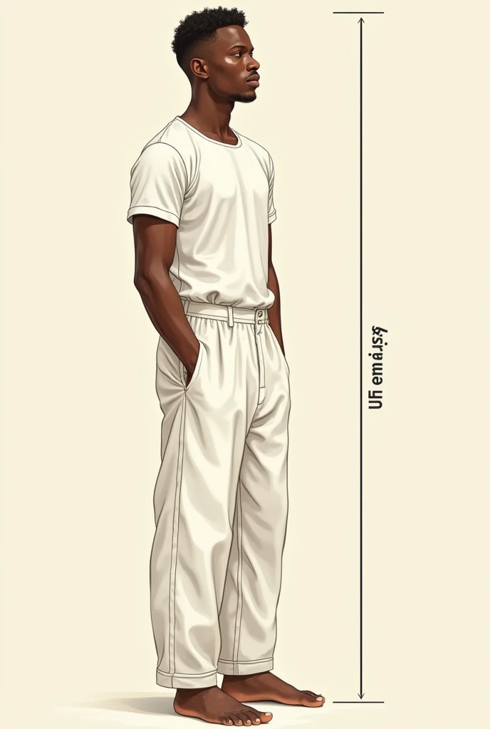 a close up of a light skin  man in a white top and pants, a diagram inspired by Esaias Boursse, instagram, renaissance, full body full height, large pants, different full body view, highly angle, full body picture, full height, with height, perfect proport...