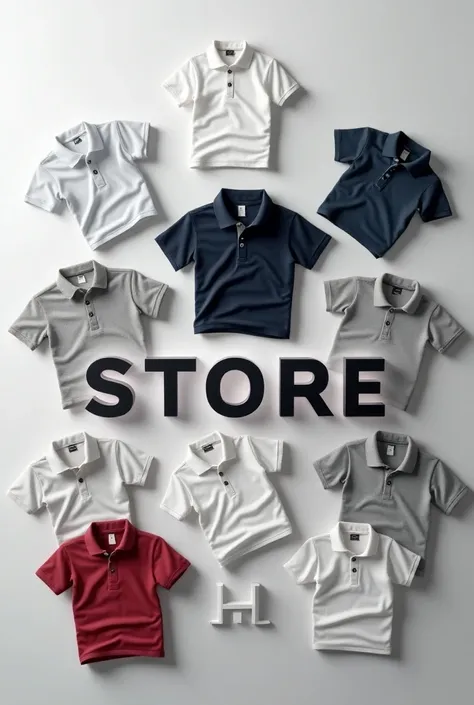 Please design a cover photo for me to use on the fanpage of my polo shirt sales page, with the words HL Store, simple but high-class and youthful, with bold letters. The neutral background gives a premium feel, the polo shirts are surrounded by appropriate...