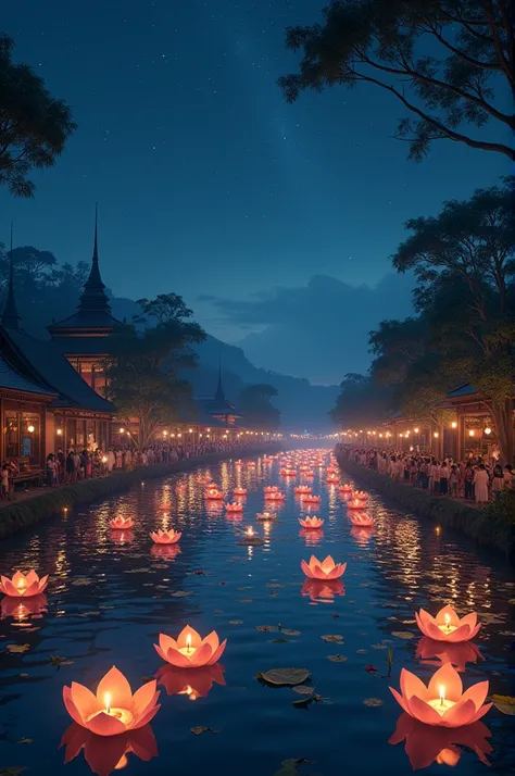 Day atmosphere in Loi Krathong at night