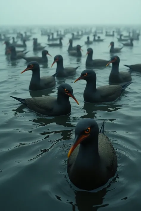 Birds fill up with oil