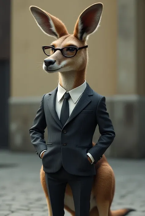 Kangaroo with suit glasses 