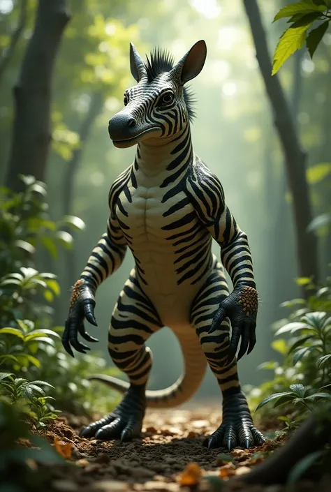 Create zebra to moniter lezard mix up 3d animation image in forest