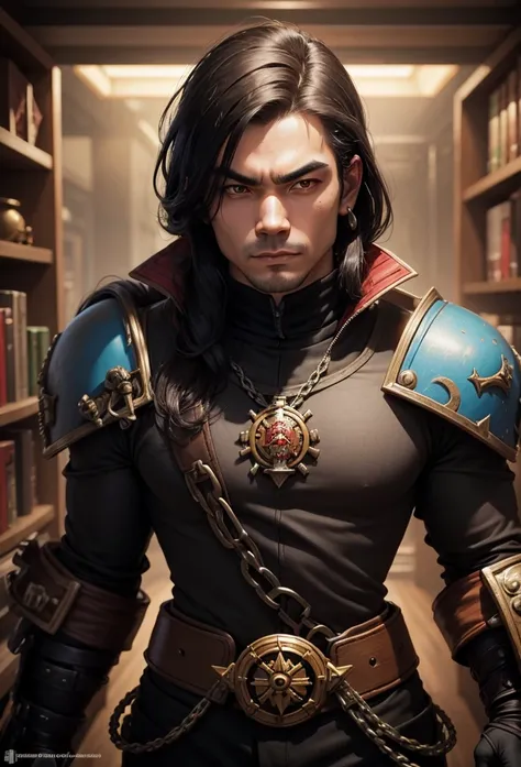 Portrait, warhammer 40k rogue trader, asian, dark hair, Standing picture, King of Thieves