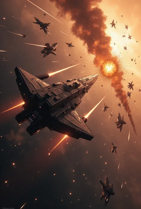 Epic space battle, many starships, explosions, space battles 