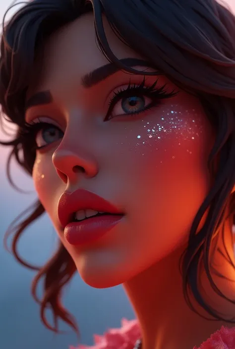 (Close-up of a better masterpiece :1.5)0.9],(Un éclat rayonnant :1.1) ( thick lips  :0.9) beautiful woman , univers fortnite ultra réaliste 