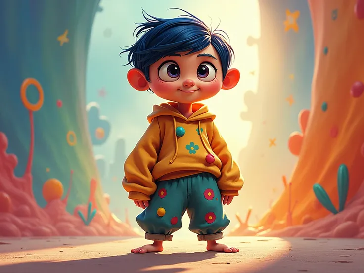 Create a character like in the movie Inside Out who dresses in baggy pants and loose clothing
