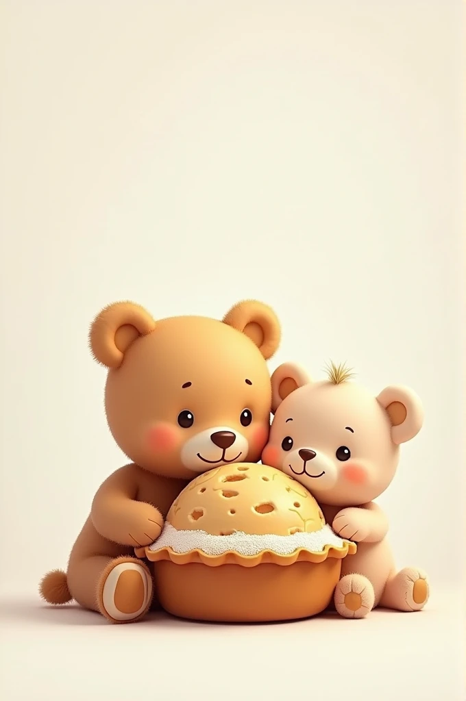 Make cute pie baby with taddy bear with white home background 