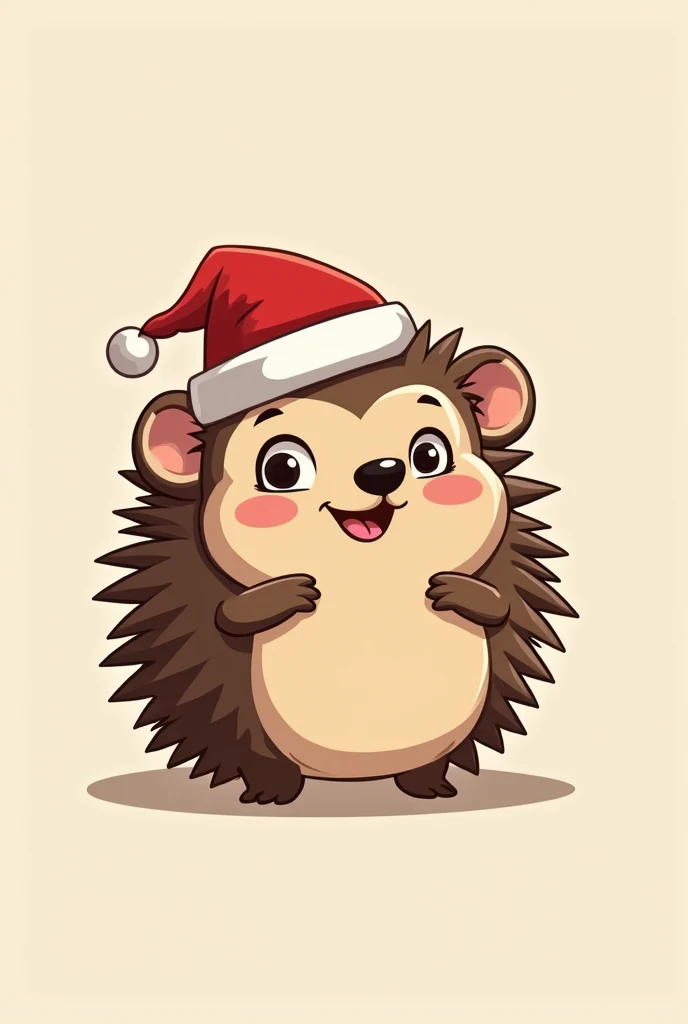 Animated hedgehog logo for worst coffee shop with Christmas hat