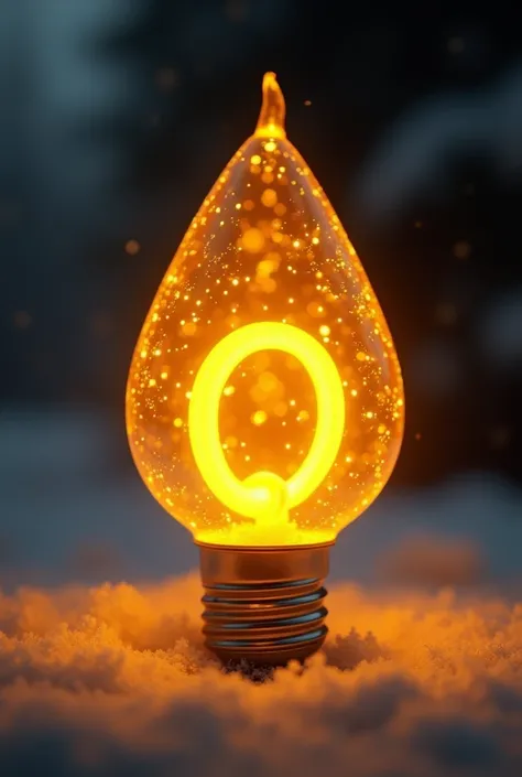 Yellow Christmas light with letter O inside bulb