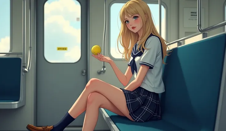  one girl，(Very pretty high school girl:1.3)，masterpiece，Best Quality， Hi-Res，((( Photorealistic)))， RAW Photos， ray tracing， physically-based rendering ， Beautiful Girl，(Age 15:1.4)， Beautiful Girl，(detailed pupils:1.2)，( sit on a train seat:1.3)，Sobu Lin...