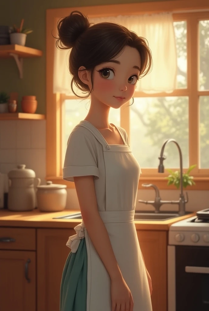 Girl wearing an apron