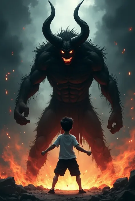 Create a boy beating a devil animation