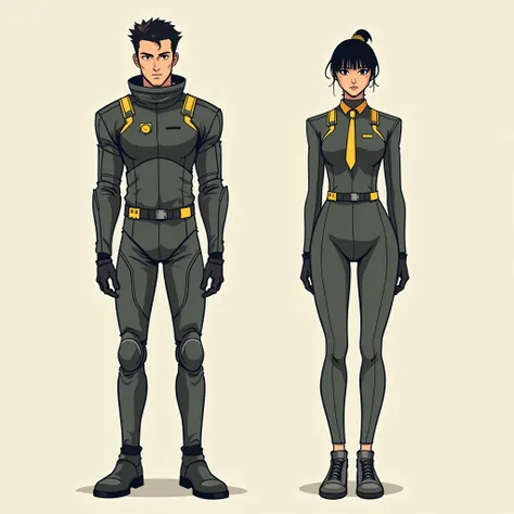 SF uniform 

 (Its different from Earths, so there are no neckties or anything )
 drawing the whole body for men and women
Can be used as a uniform, spacesuit, or combat uniform
The uniform is simple, but it has a bit of a sci-fi feel, but the futuristic f...