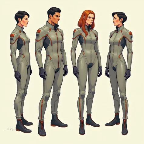 SF uniform 

 (Its different from Earths, so there are no neckties or anything )
 drawing the whole body for men and women
Can be used as a uniform, spacesuit, or combat uniform
The uniform is simple, but it has a bit of a sci-fi feel, but the futuristic f...