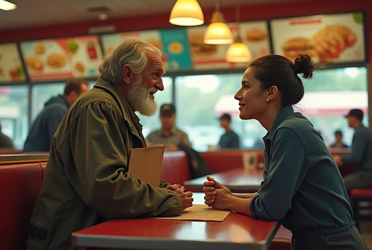 An elderly millionaire man poses as a ‘Beggar’ to tests a poor waitress by asking for a Free Fast Food meal—What happens next Leaves Her Stunned