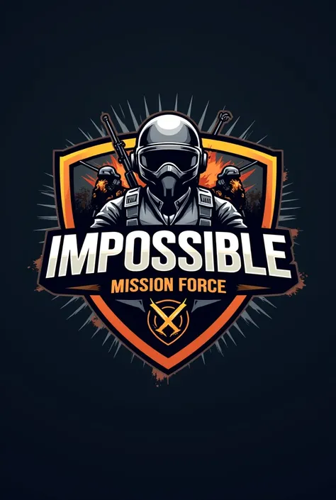 Make a logo for themed PUBG game 4 member team named impossible mission force with name written in logo