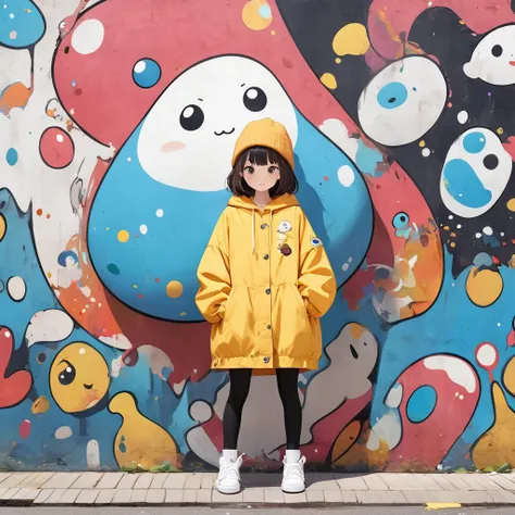 Ultra-realistic Hayao Miyazaki style, Simple line acronym abstract art, Cute design, (((Background is discarded))), Street Style, Cute Amoeba