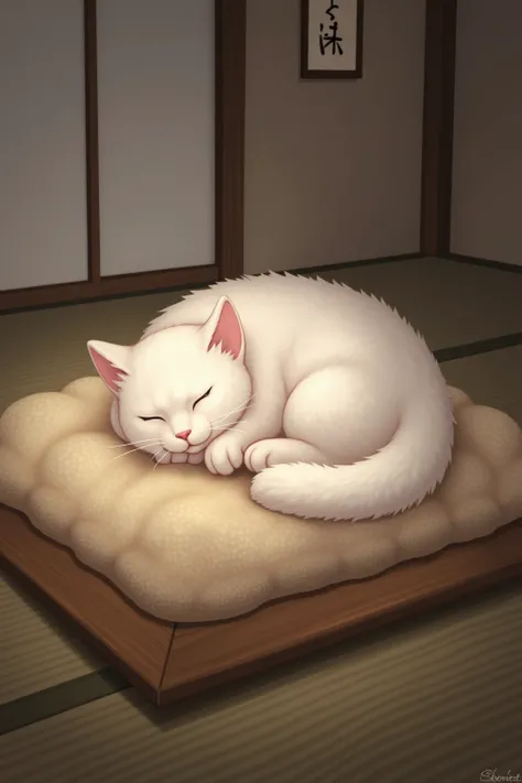 Get into the kotatsu、White cat