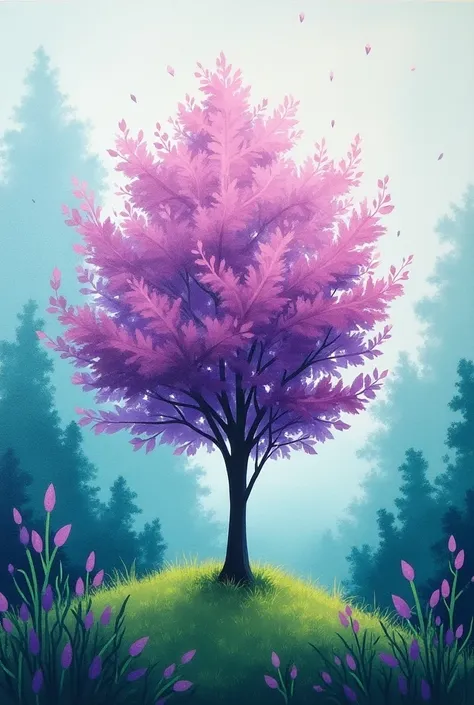 Memorable painting  refer in nature  make it simple and easy to copy , purple leaves 

