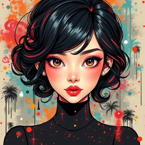 Beautiful woman portrait, Beautiful Eyes, Abstract art, Surreal, Avant-garde pop art, Beautiful and expressive paintings, Beautiful artwork illustration, wonderful, Cool Beauty, Highest quality,Official Art, women only, Sharp contours, Best Shot, Vector ar...