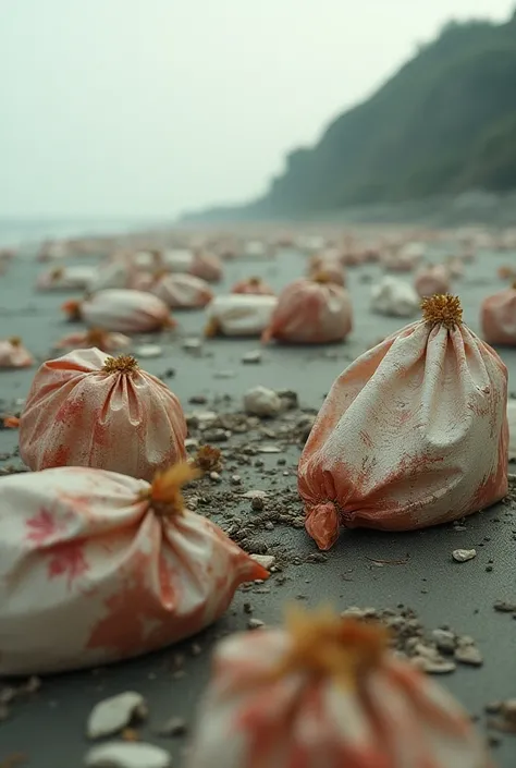 Torn polythene holiday bags, not suitable