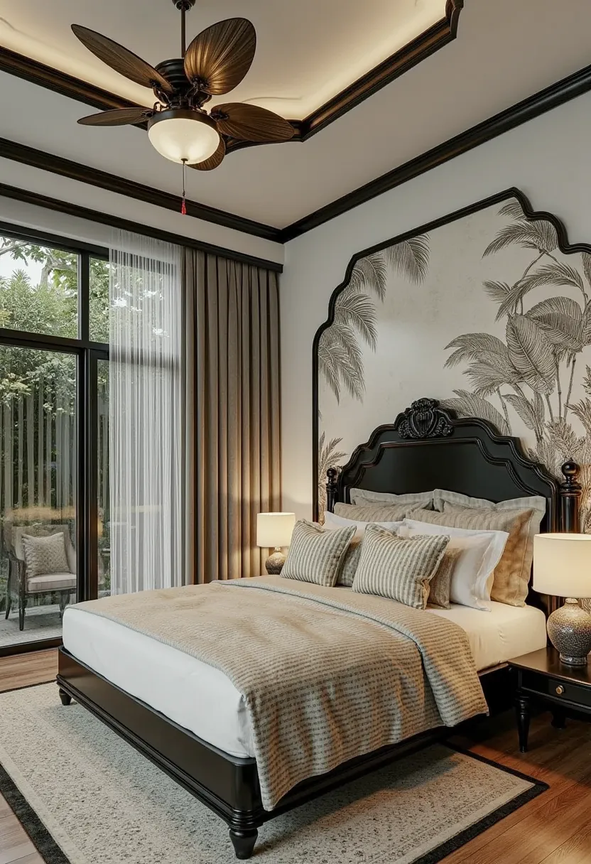 (masterpiece, best quality:1.2), kth villa - indochine 290924, indochina bedroom interior design:1.3, bedroom:1.6, daylight, vol...